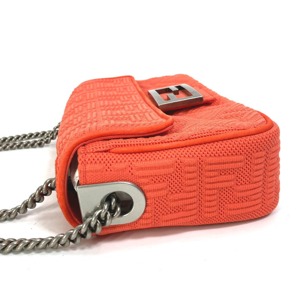 FENDI Shoulder Bag 8BR793 Canvas / leather Red Baguette Chain Midi Women