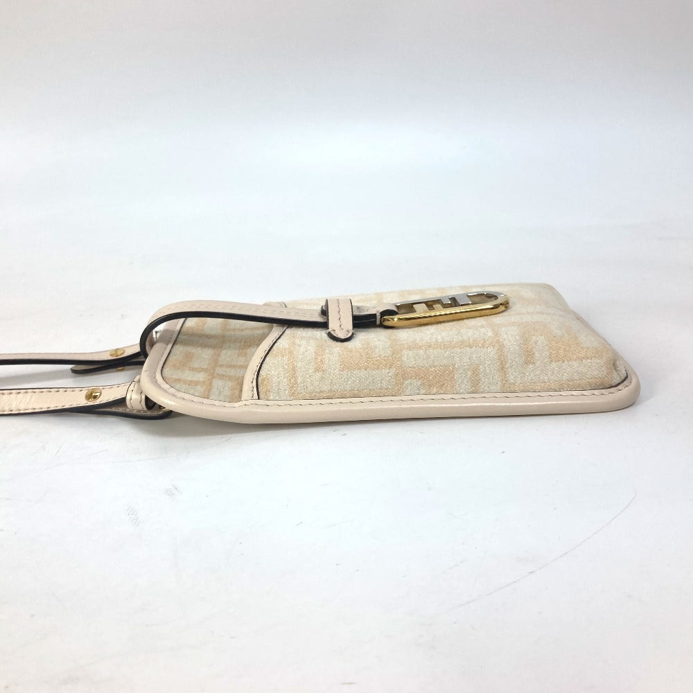 FENDI Pouch 7AS131 viscose/leather beige Smartphone case Zucca logo phone pouch, smartphone pouch Women