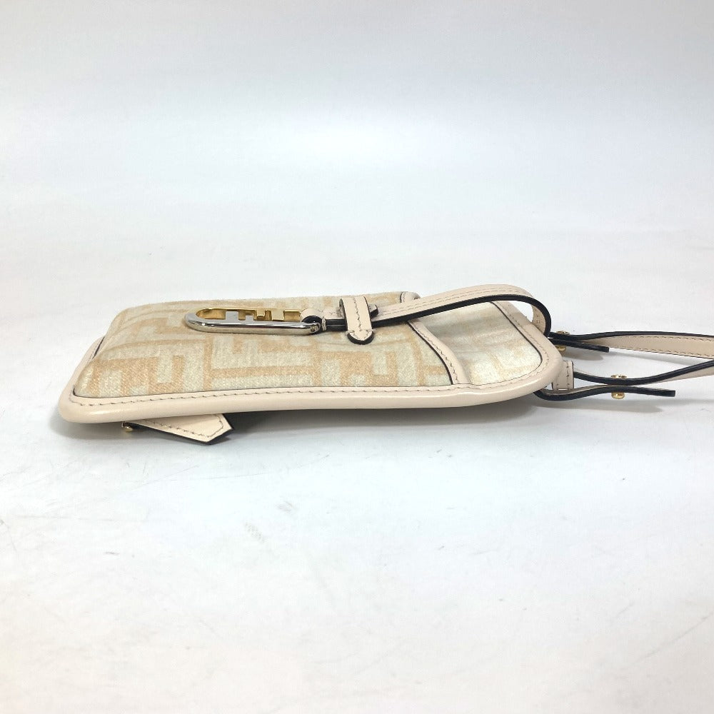 FENDI Pouch 7AS131 viscose/leather beige Smartphone case Zucca logo phone pouch, smartphone pouch Women