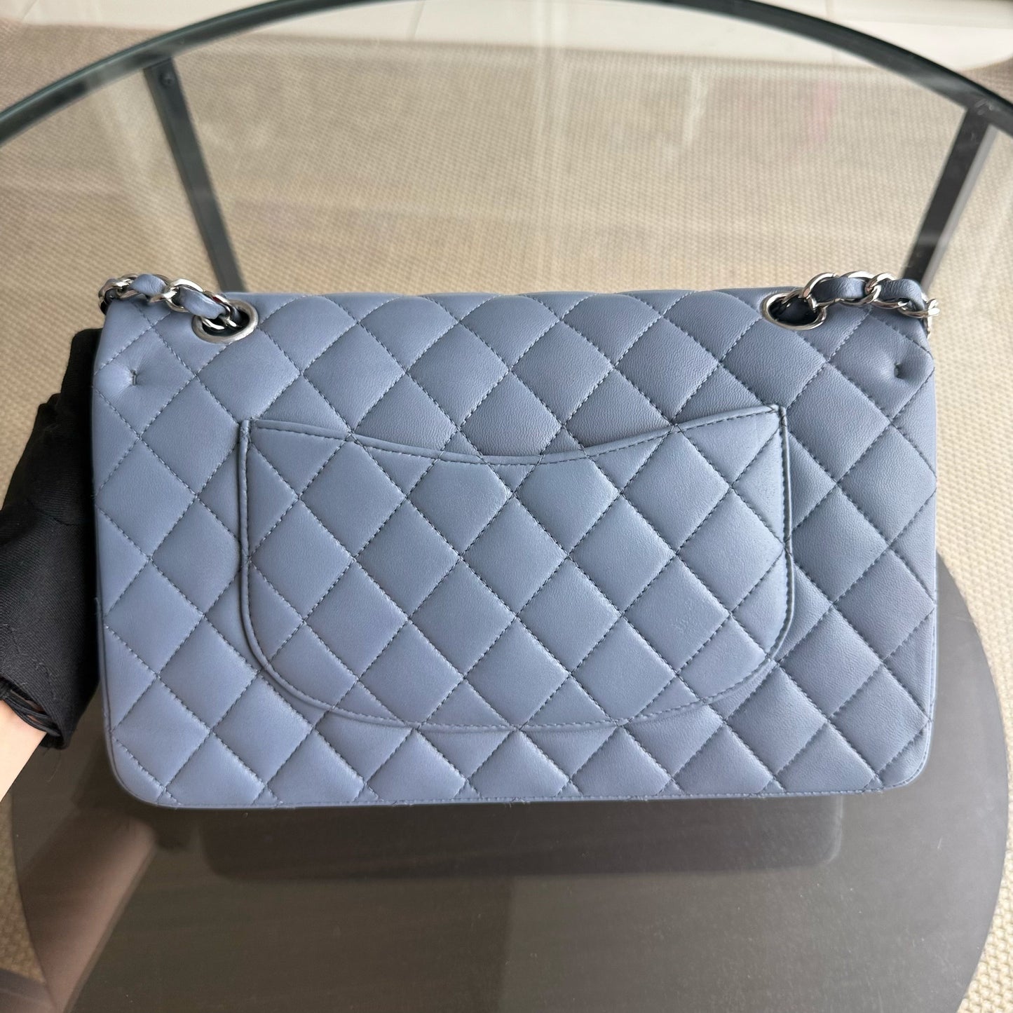 Chanel Classic Flap Medium - 25CM Lambskin Quilted Haze Blue Silver Hardware Series 16