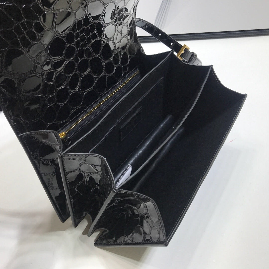 Top Quality Cassandra Small Crossbody Bag With Stone Print Black For Women 7.4in/19cm YSL