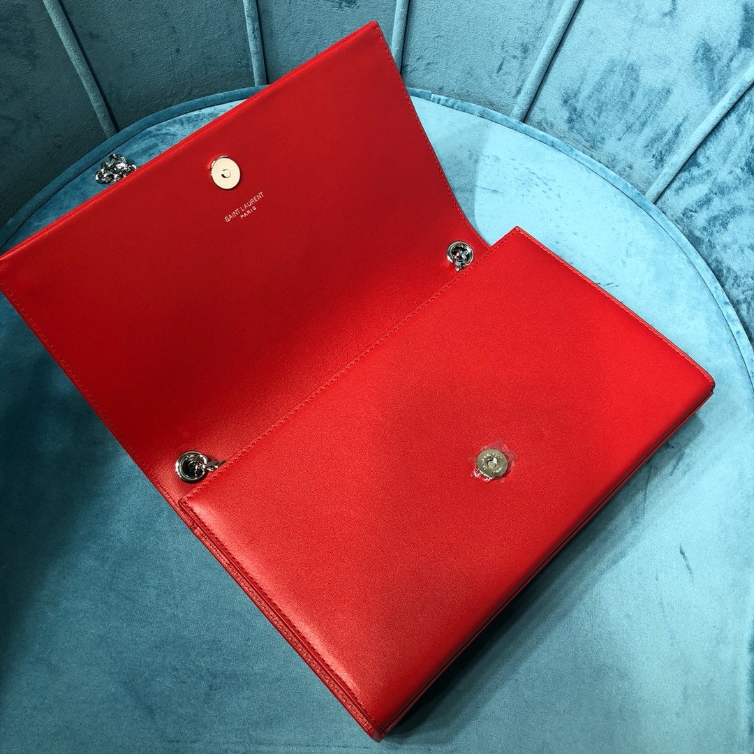 Top Quality Kate MeTop Qualityum Chain Bag With Tassel In Grain De Poudre Red For Women 9.4in/24cm YSL