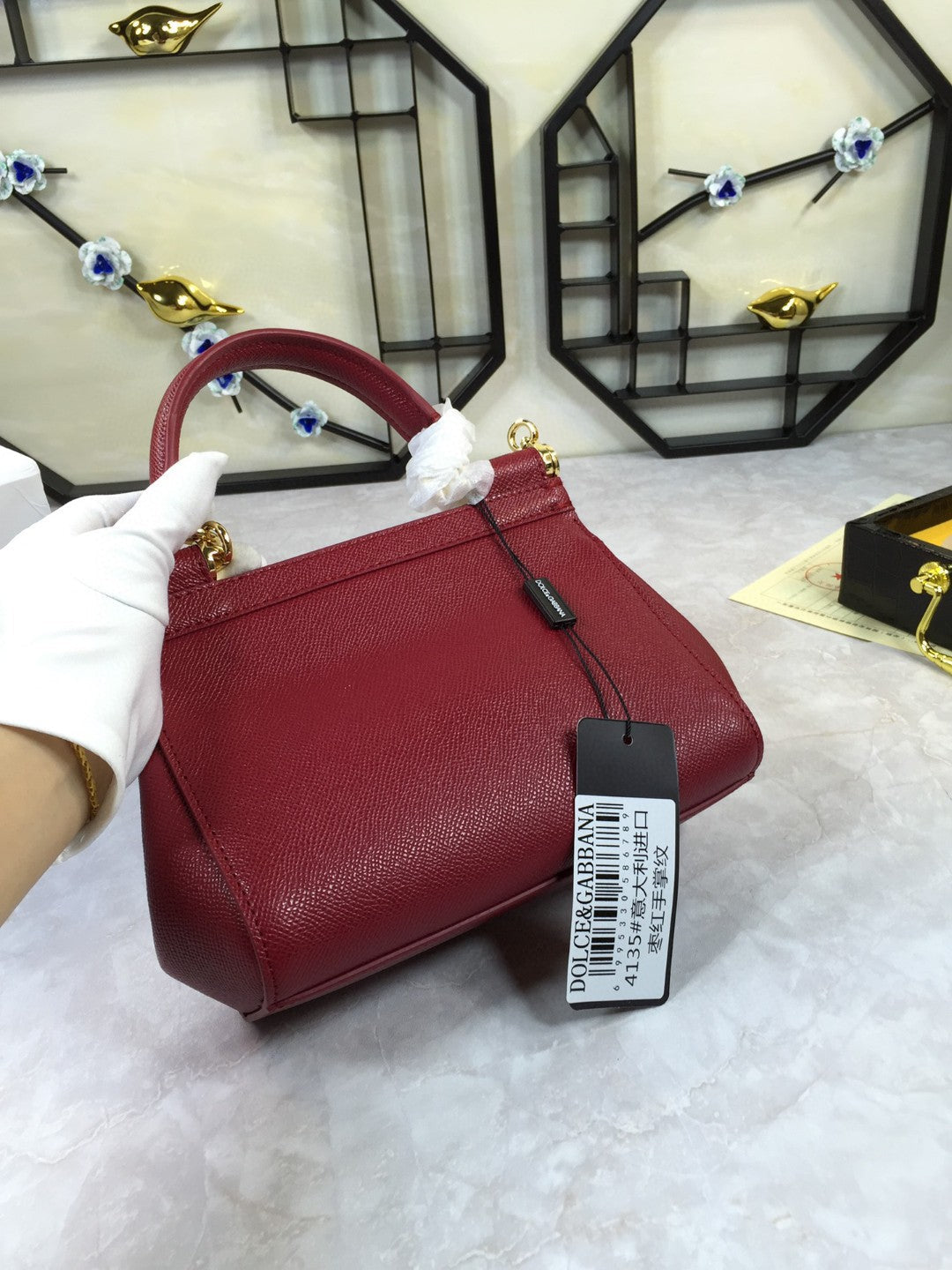 Top Quality Medium Sicily Handbag In Dauphine Burgundy For Women 10.2in/26cm Top Quality Top Quality4347A10018M073