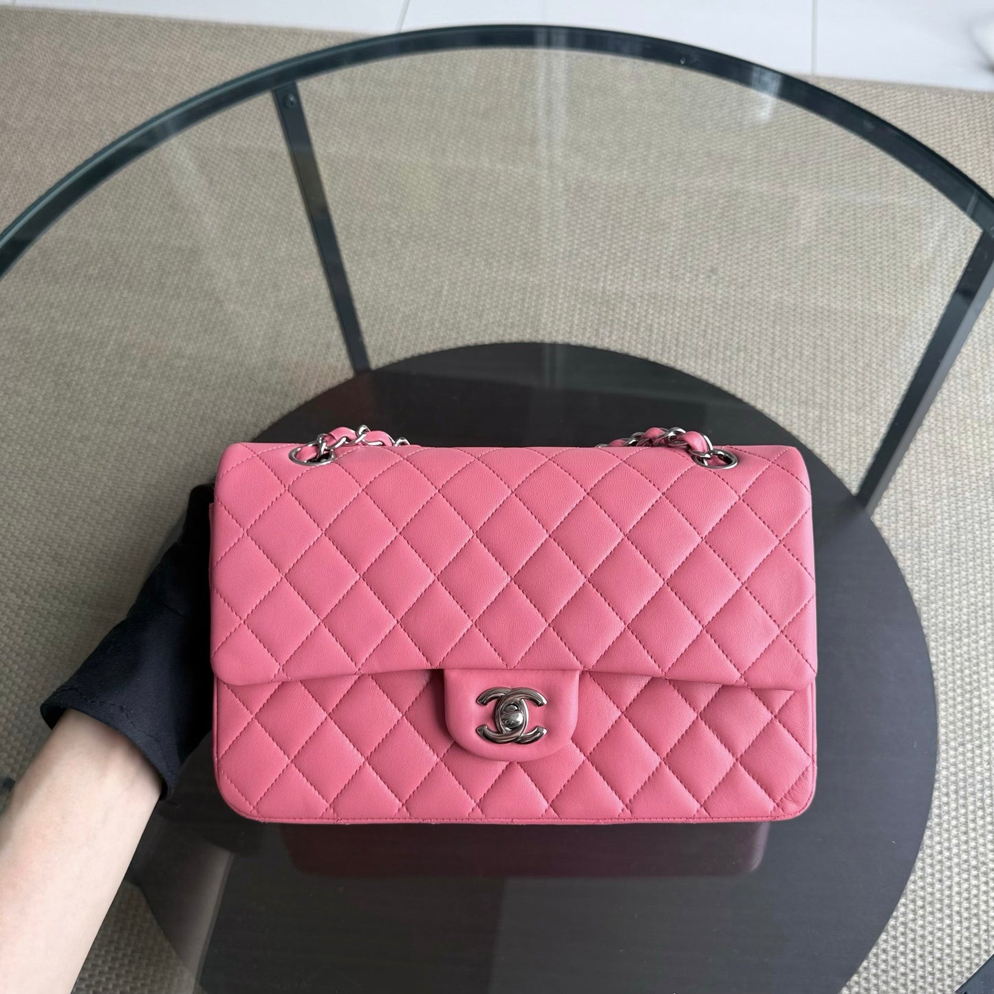 Chanel Classic Flap Medium - 25CM Quilted Lambskin Light Pink Silver Hardware Series 16