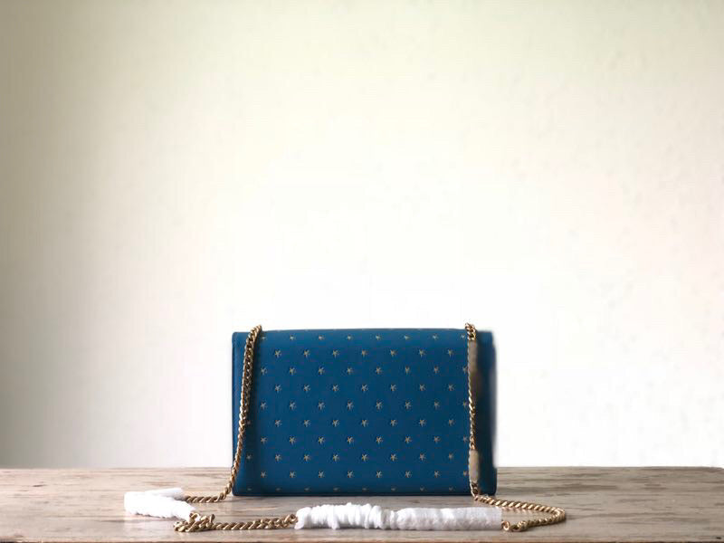 Top Quality Kate MeTop Qualityum Chain Bag With Star Pattern Blue For Women 9.4in/24cm YSL
