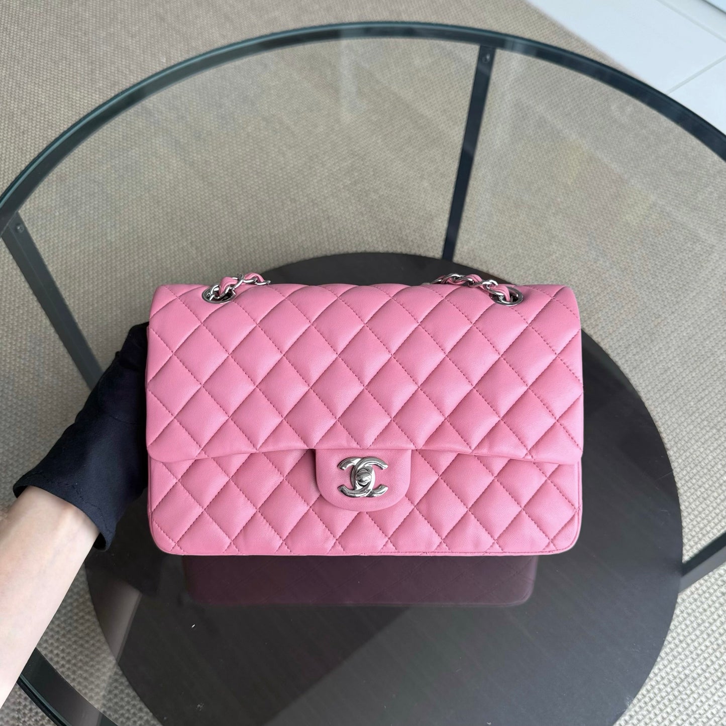 Chanel Classic Flap Medium - 25CM Quilted Lambskin Light Pink Gold Hardware Series 18