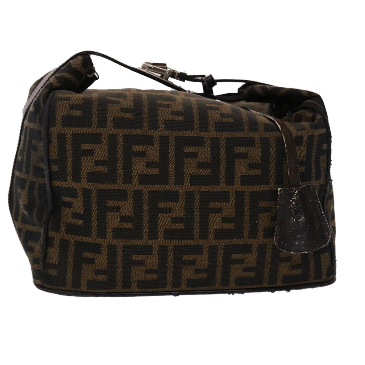 FENDI Zucca Canvas Vanity Hand Bag Nylon Brown Black  48013