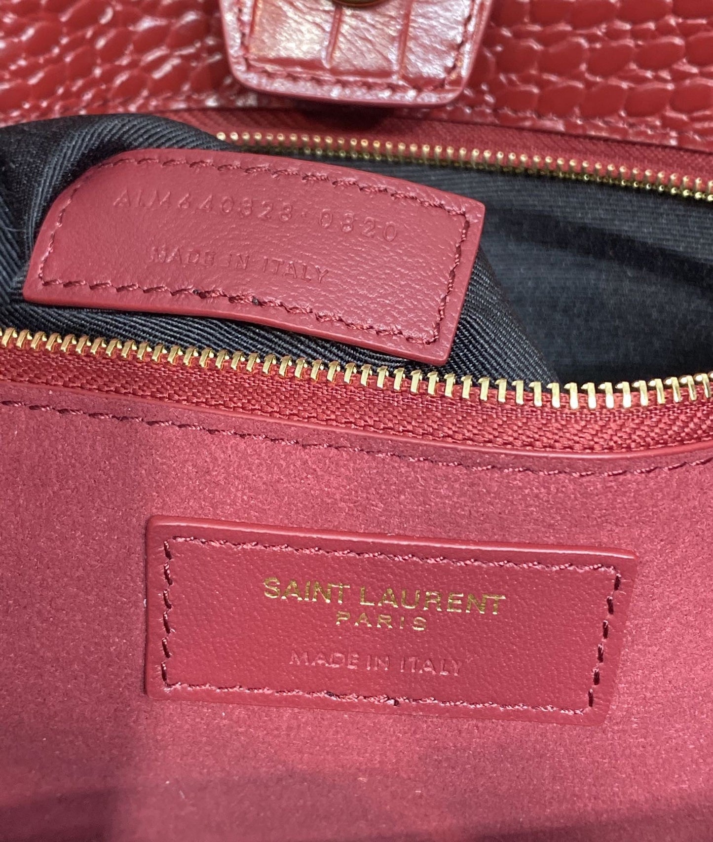 Top Quality Claude-Effect Tote Bag Red For Women 11in/28cm YSL 64028116J0W