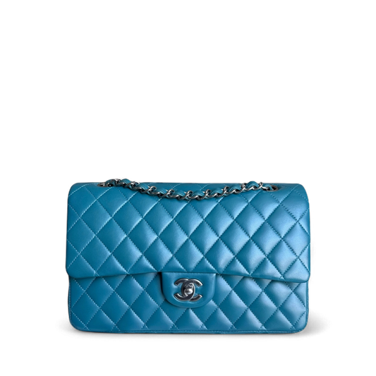 Chanel Classic Flap Medium - 25CM Quilted Lambskin Blue Silver Hardware Series 15