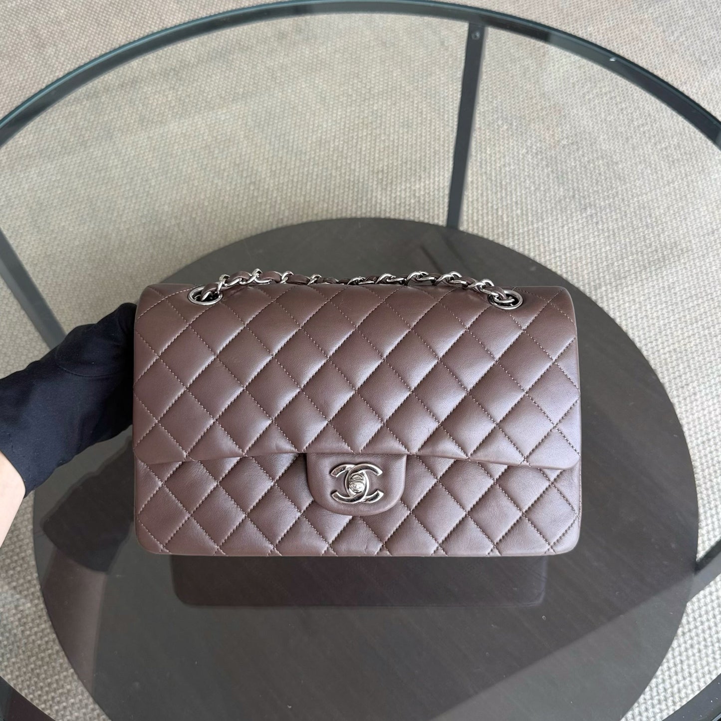 Chanel Classic Flap Medium - 25CM Quilted Lambskin Brown Silver Hardware