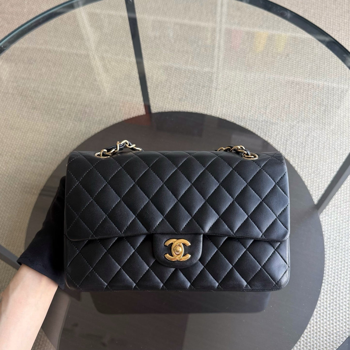 Chanel Classic Flap Medium - 25CM Quilted Lambskin Black Gold Hardware Sereis 13