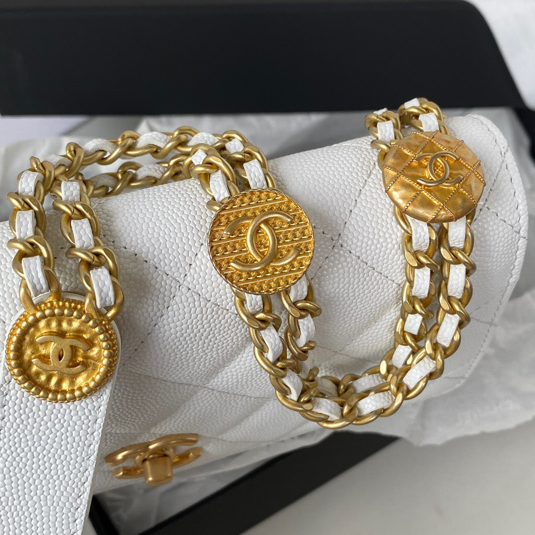 CHLSmall Top Qualityap Bag Gold Hardware White For Women Handbags, Shoulder Bags 7.5in/19cm AP2840