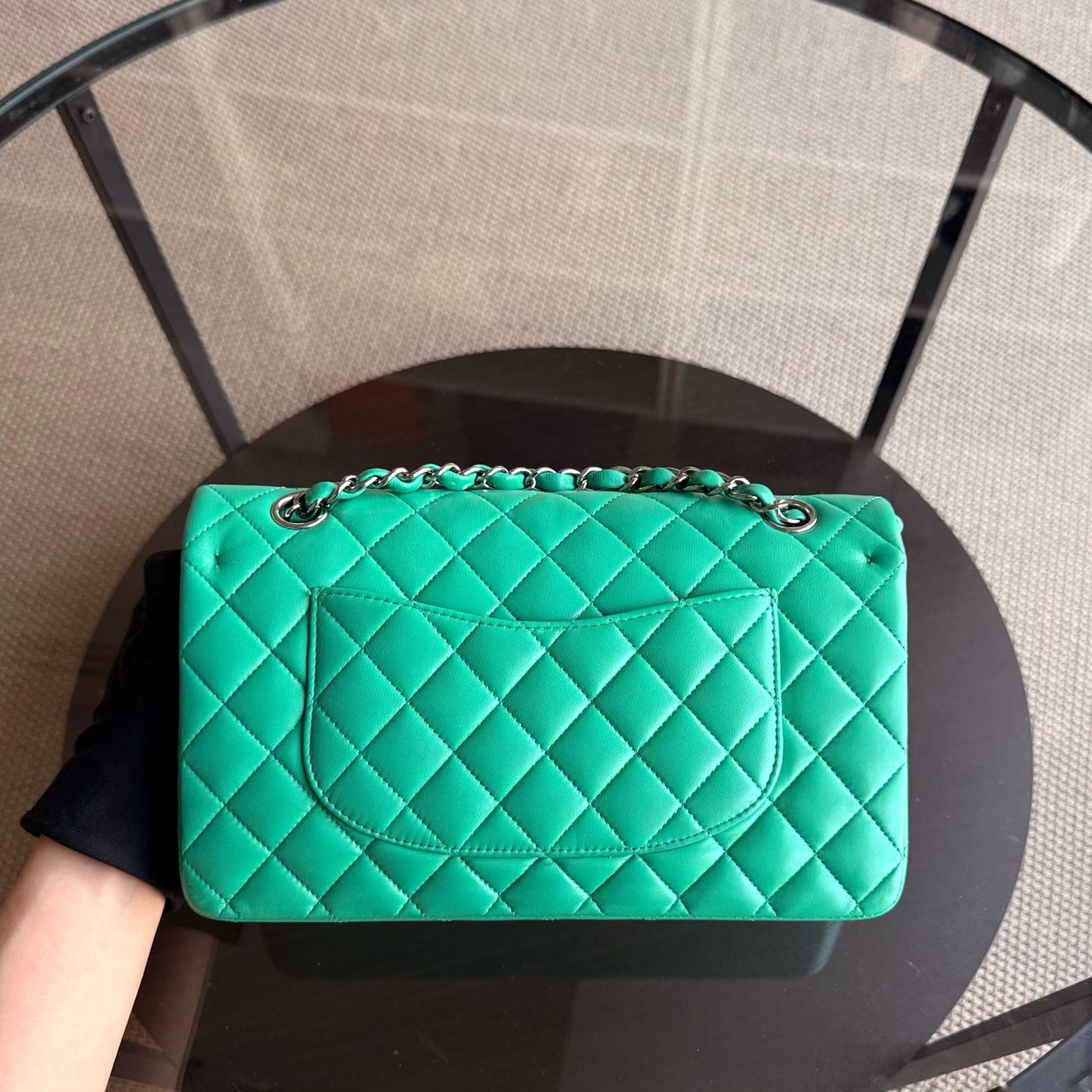 Chanel Classic Flap Medium - 25CM Quilted Lambskin Light Green Silver Hardware Series 16