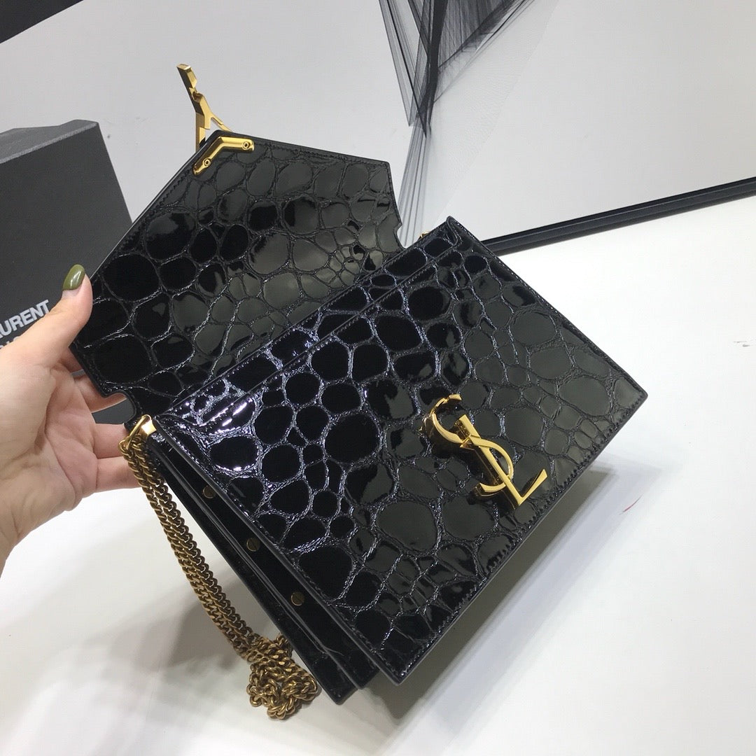 Top Quality Cassandra Small Crossbody Bag With Stone Print Black For Women 7.4in/19cm YSL