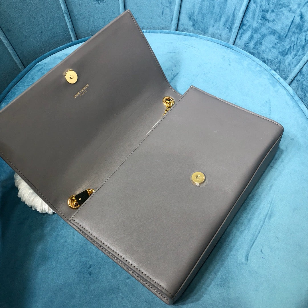 Top Quality Kate MeTop Qualityum Chain Bag With Tassel In Grain De Poudre Grey For Women 9.4in/24cm YSL