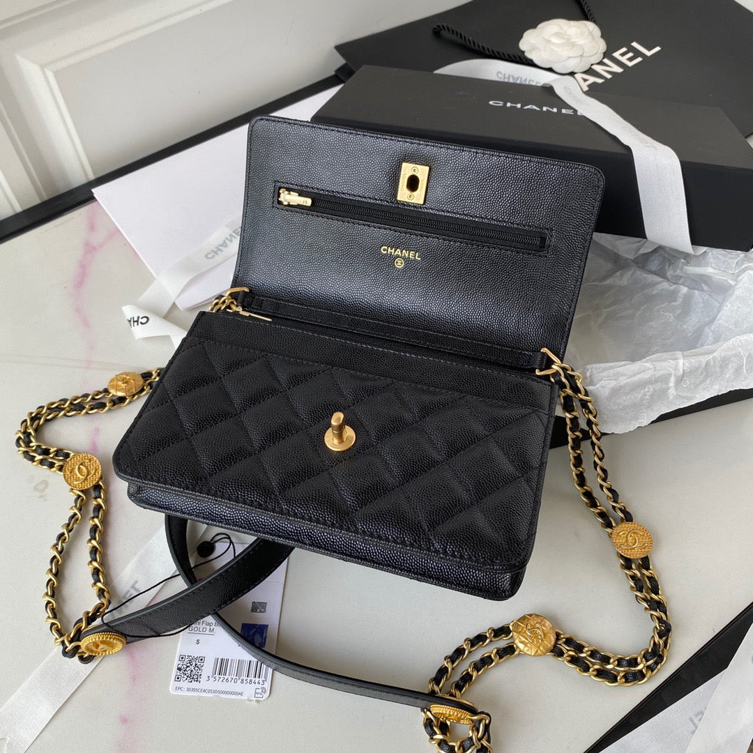 CHL Clutch With Chain Gold Hardware Black For Women Handbags, Shoulder Bags 7.1in/18cm AP2860