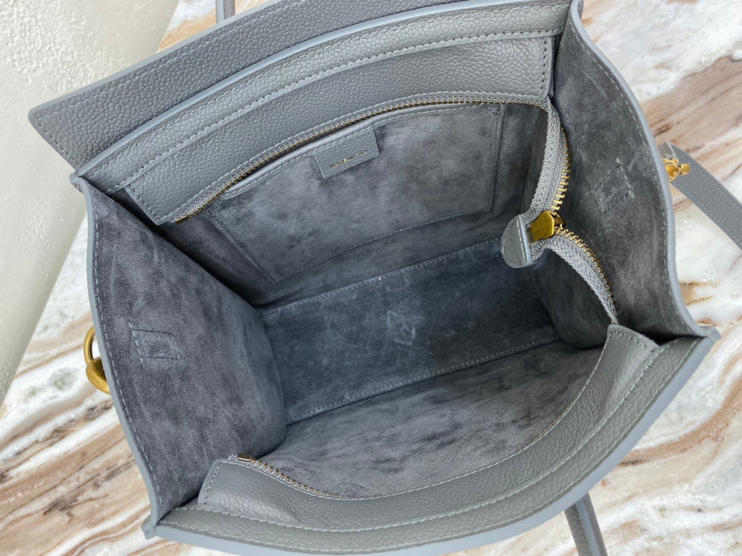 Top Quality Nano LuGucciage Bag In Drummed Grey For Women 8in/20cm 189243AQL.10KL