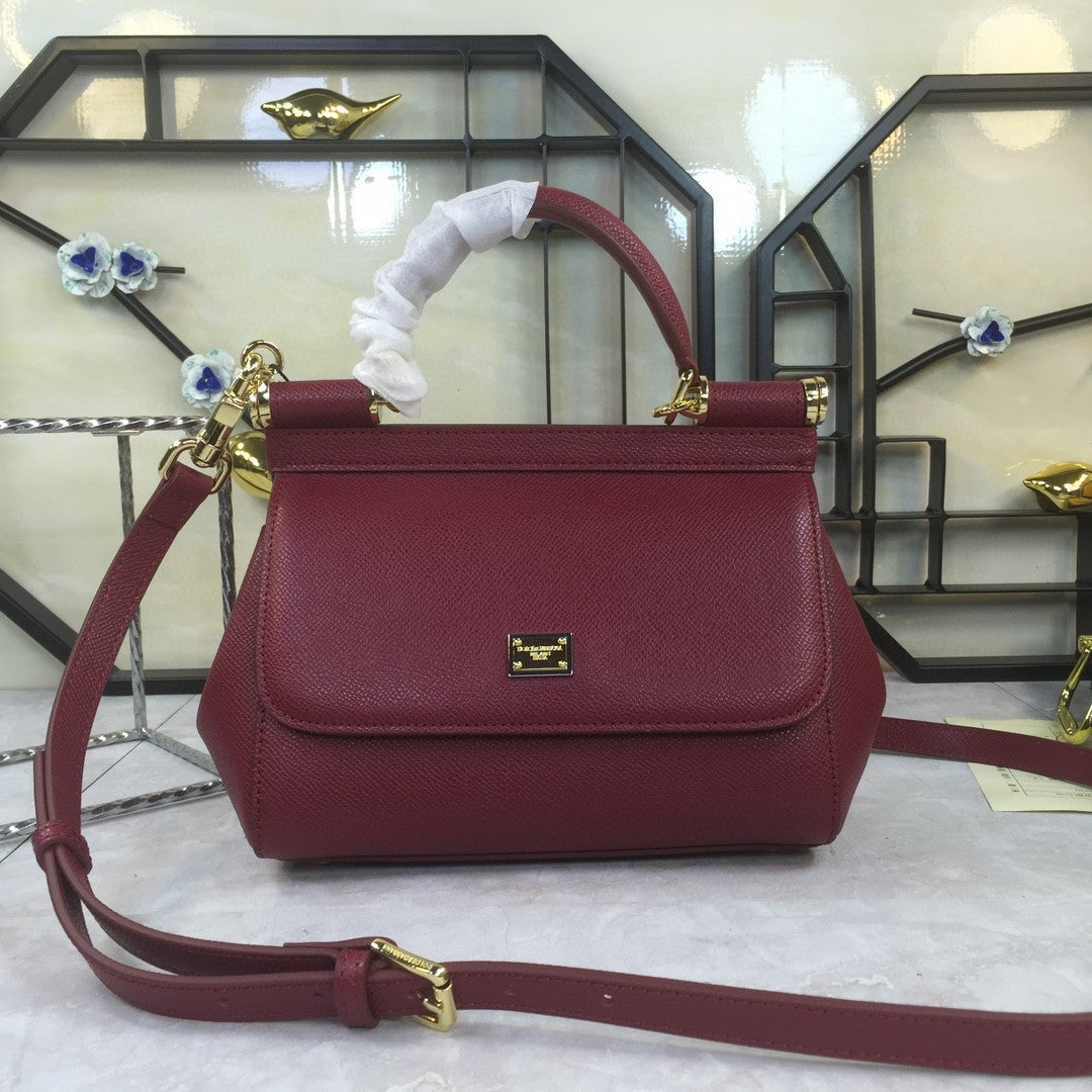 Top Quality Medium Sicily Handbag In Dauphine Burgundy For Women 10.2in/26cm Top Quality Top Quality4347A10018M073