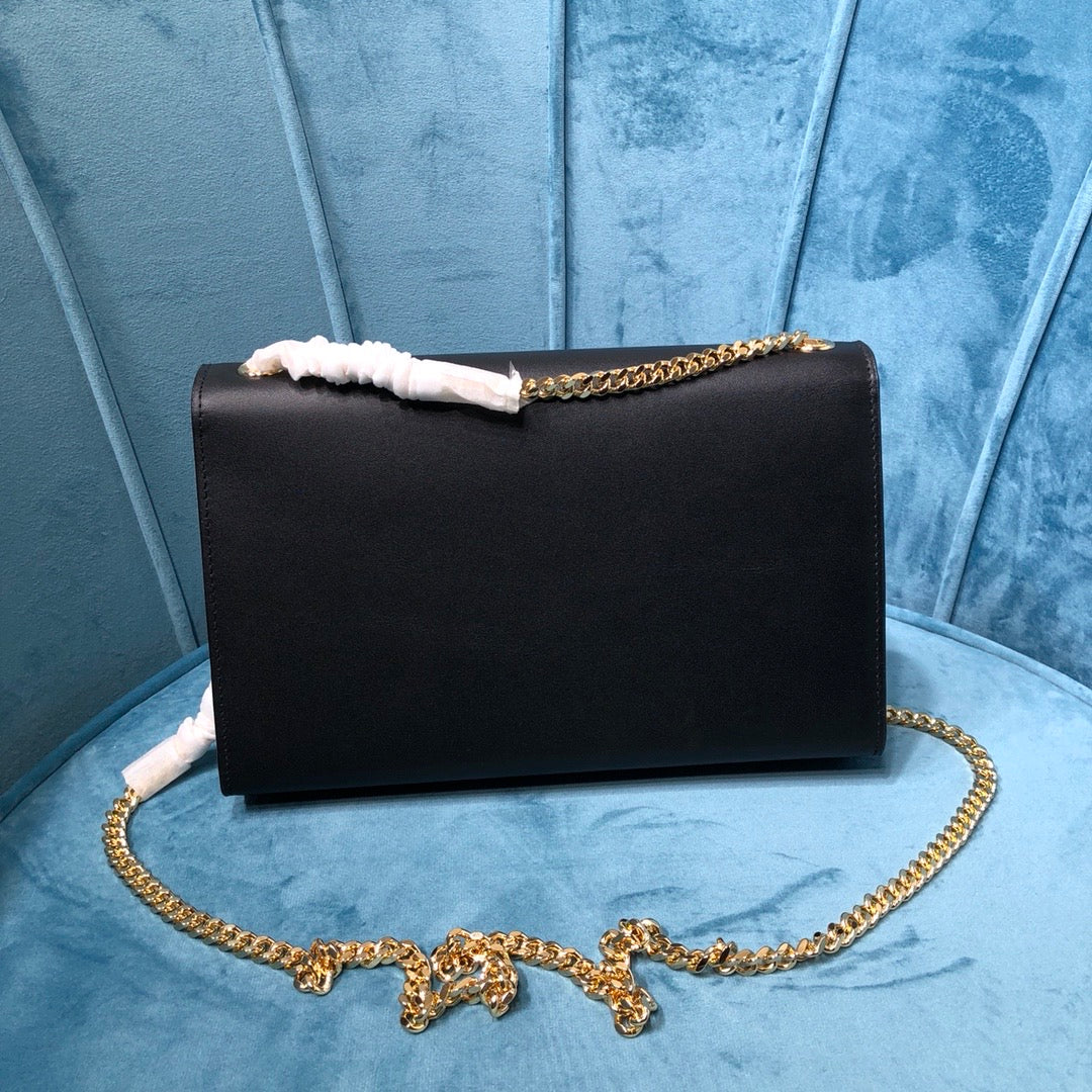 Top Quality Kate MeTop Qualityum Chain Bag With Tassel In Grain De Poudre Black For Women 9.4in/24cm YSL 354119BOW0J1000