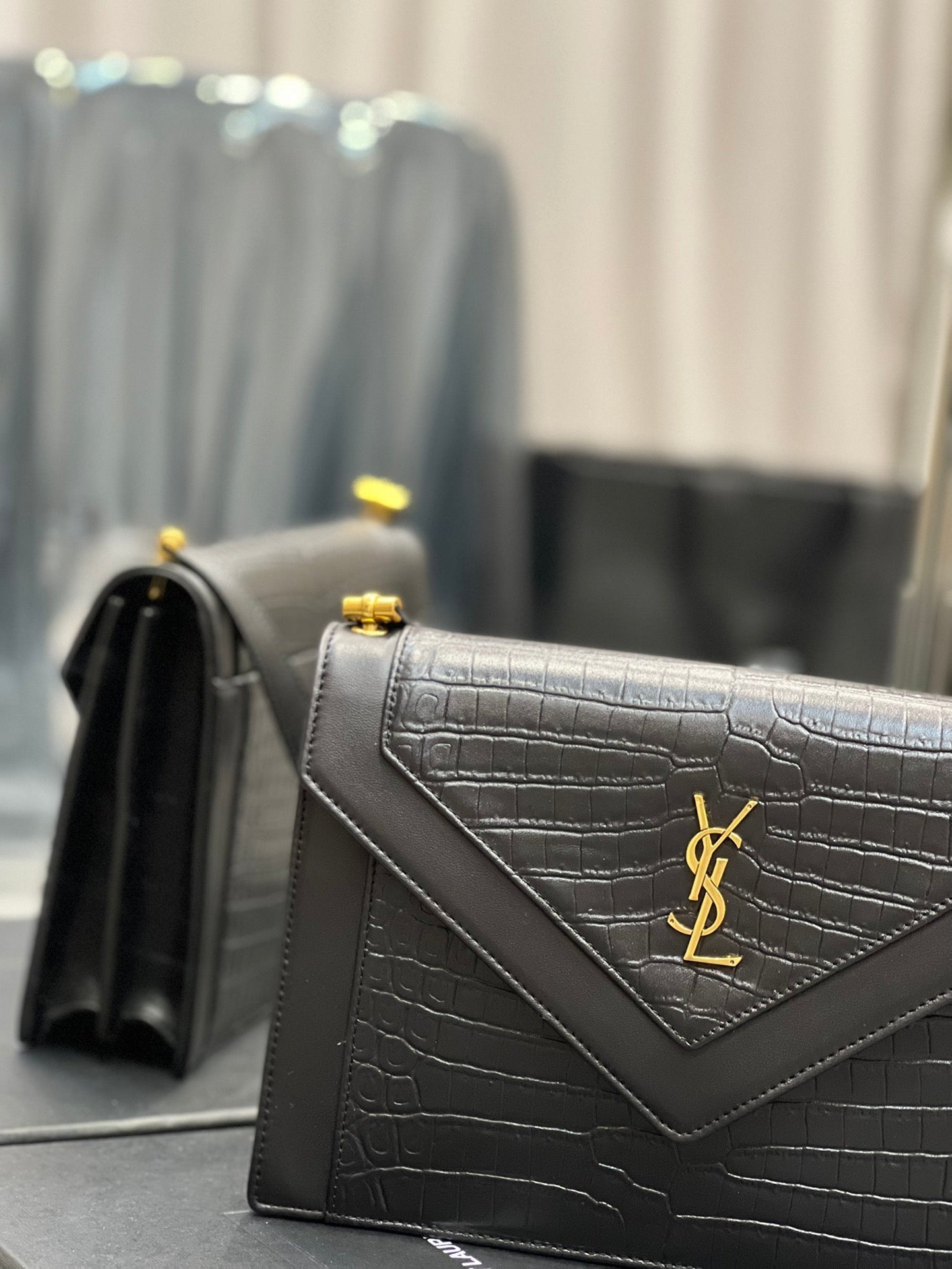 YSSL Gaby Satchel Bag In Black With Gold Toned Hardware For Women 10in/26cm YSl 695724DZEUW1000