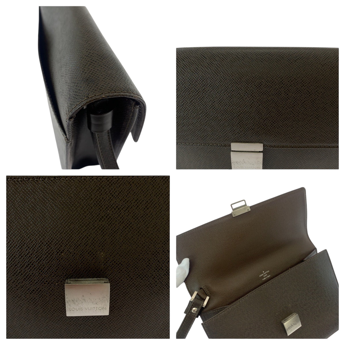 LOUIS VUITTON business bag M30786 Taiga Brown Silver Metal Taiga Selenga