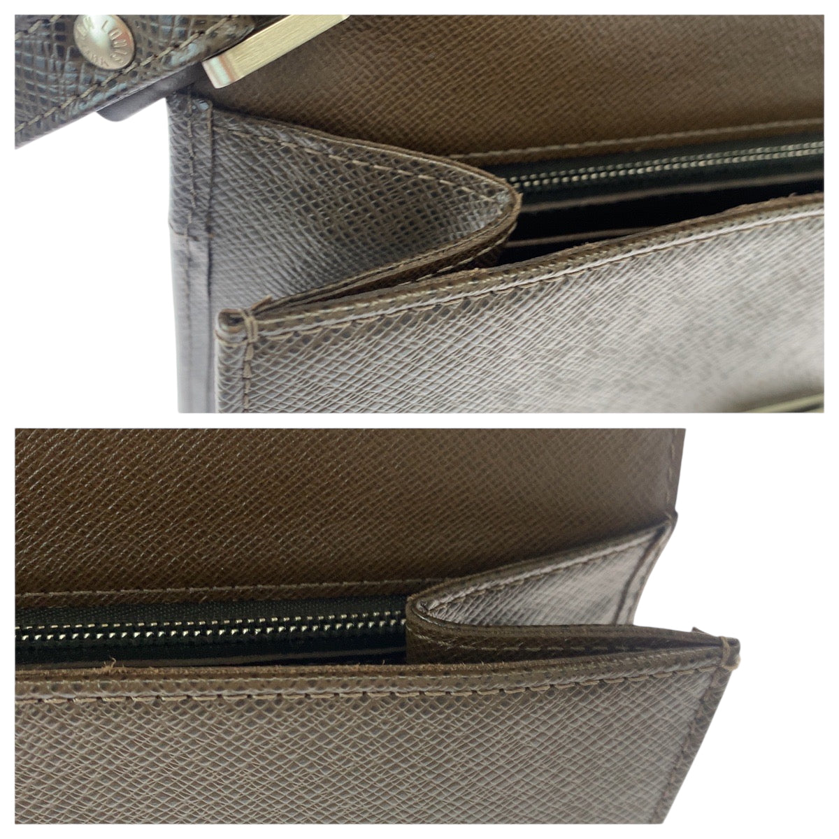 LOUIS VUITTON business bag M30786 Taiga Brown Silver Metal Taiga Selenga