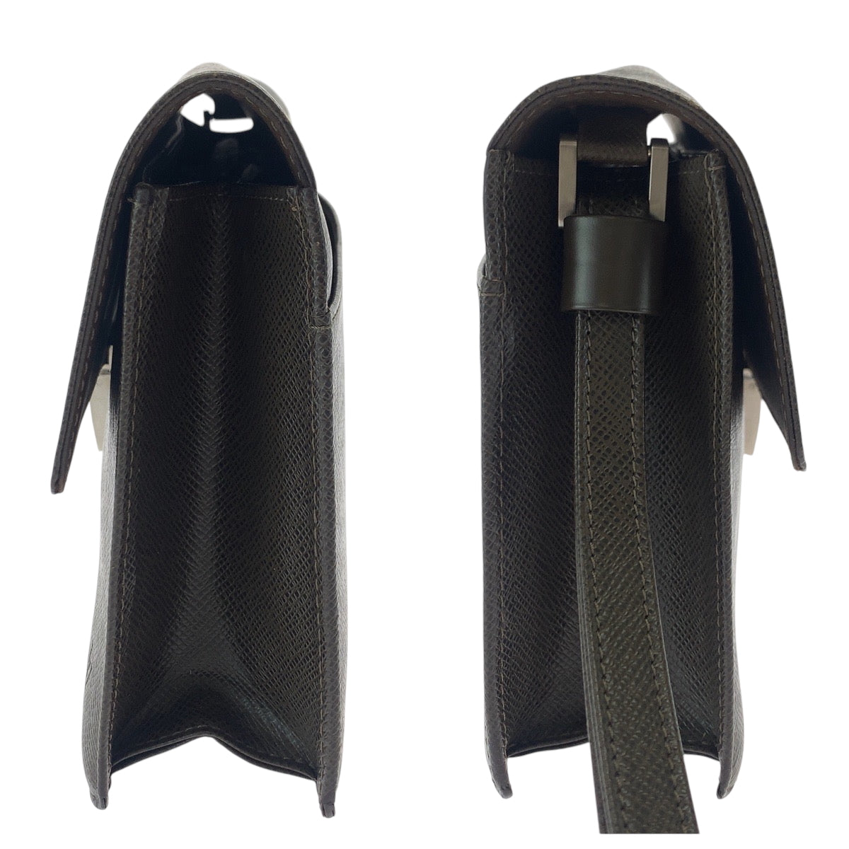 LOUIS VUITTON business bag M30786 Taiga Brown Silver Metal Taiga Selenga