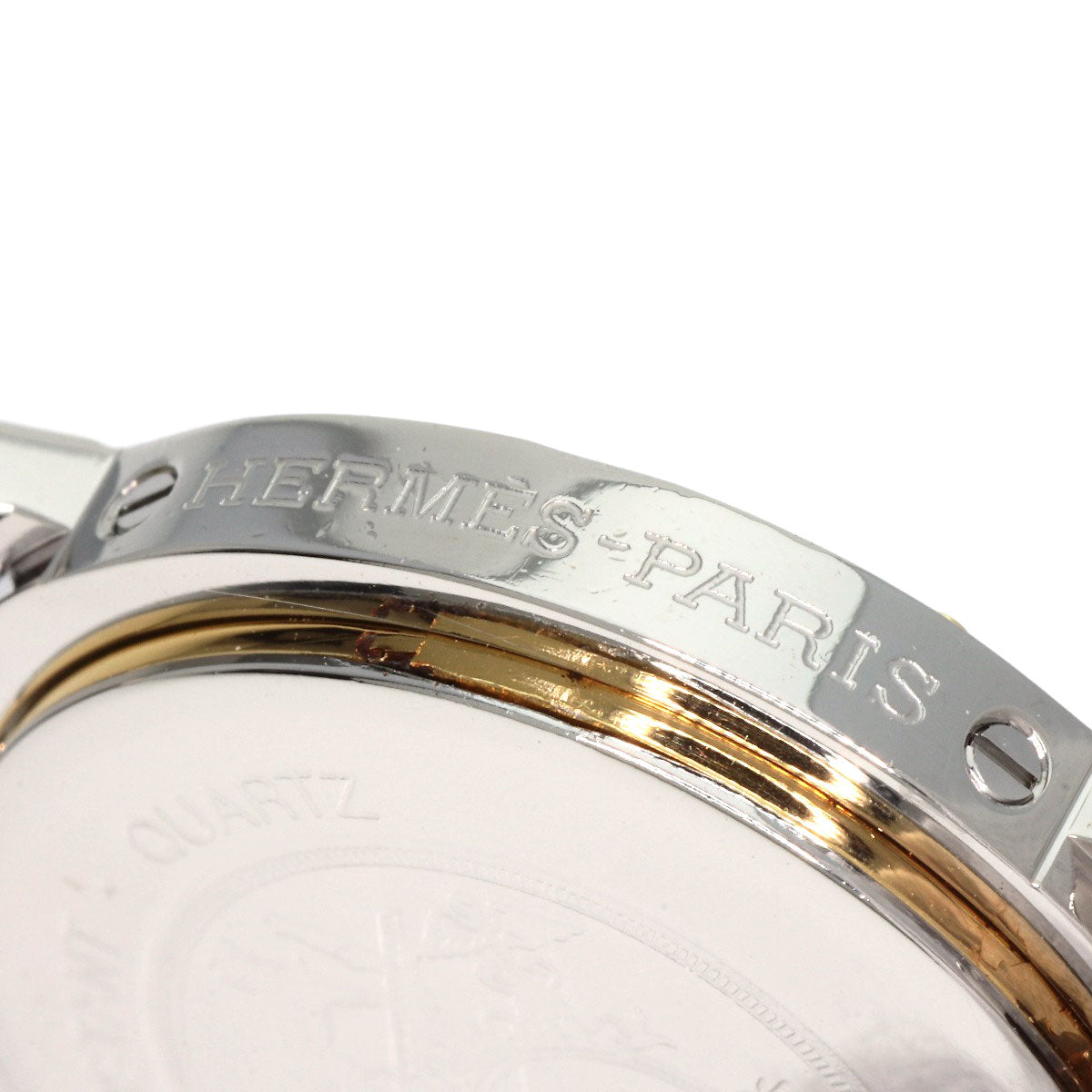 HERMES Watches Quartz Stainless Steel, Leather gold Clipper Ivory dial Women  d