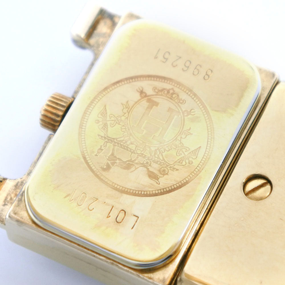HERMES Watches Quartz L01.201 Plated Gold , Leather gold Location gold dial Women  d