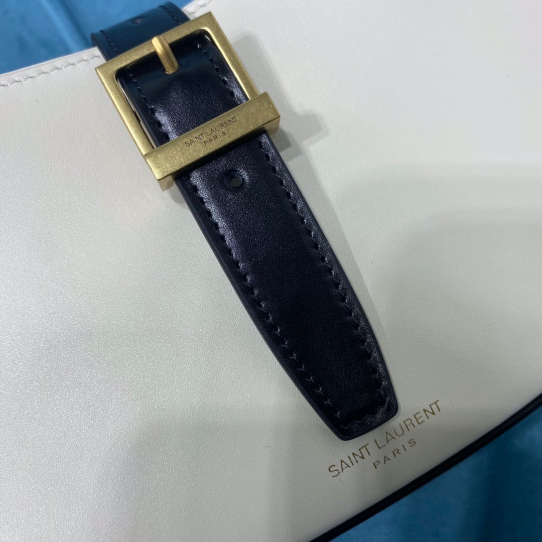 Top Quality Le Fermoir Hobo Bag White/Black For Women 9.5in/24cm YSL 