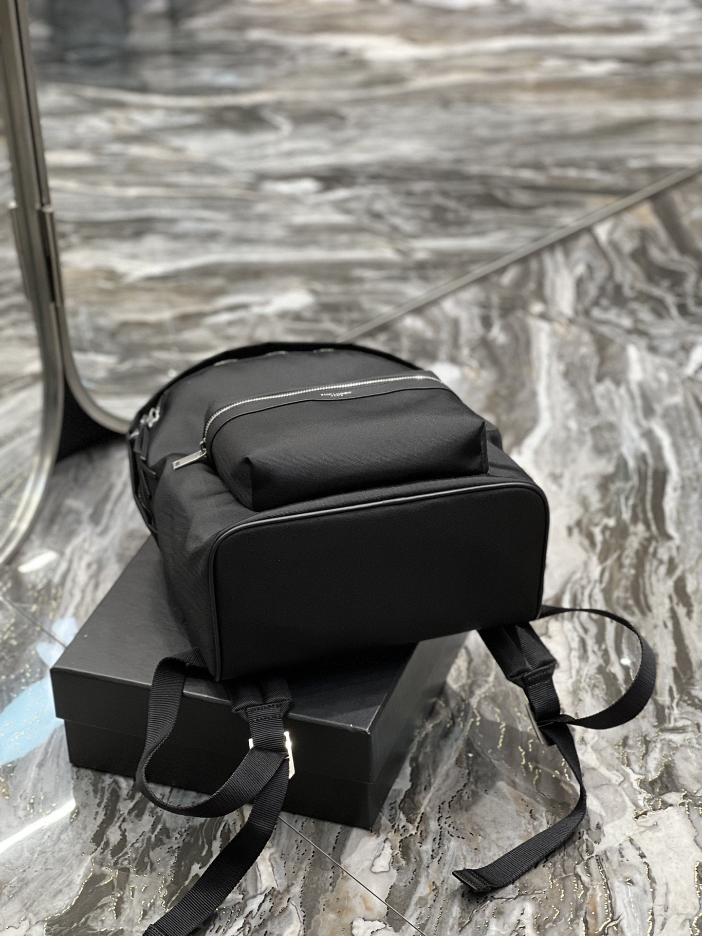 Top Quality City Backpack In Canvas Unisex For Women 13.8in/35cm Black YSL