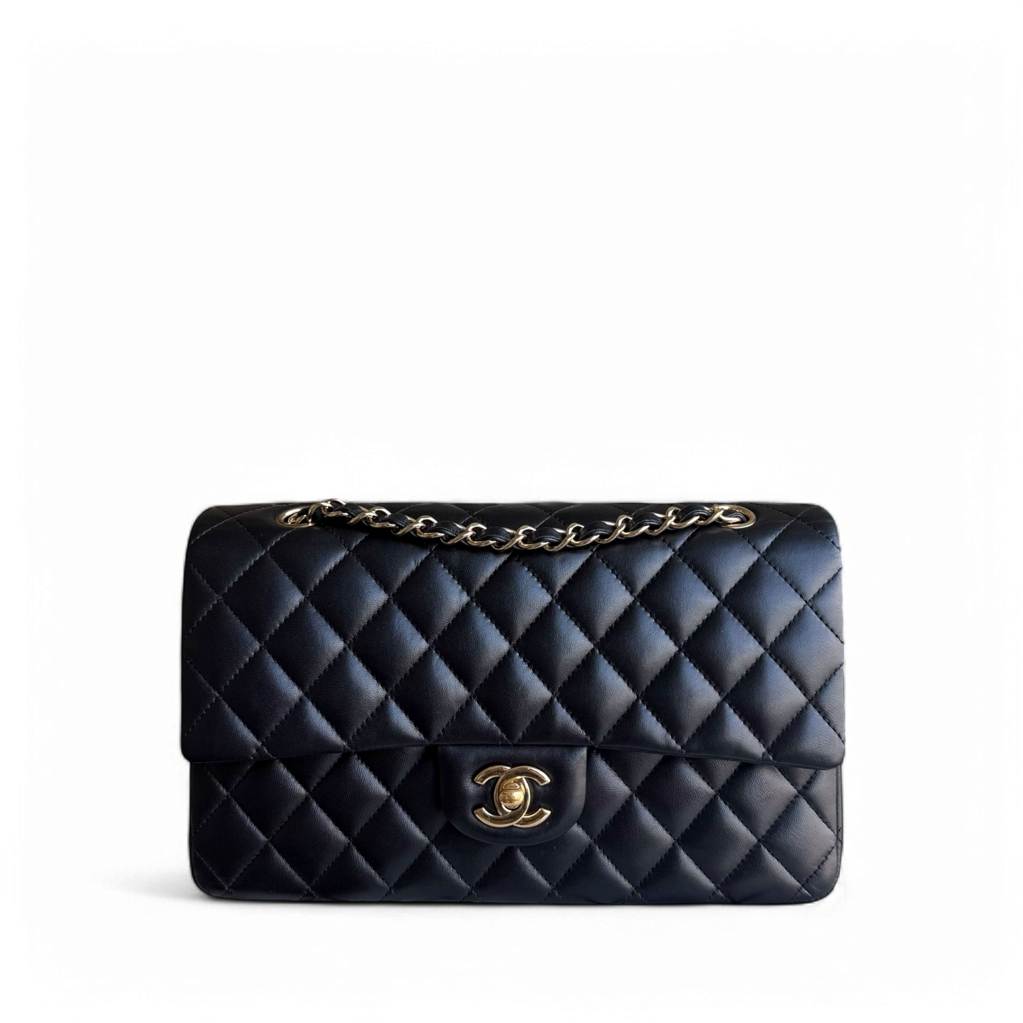 Chanel Classic Flap Medium - 25CM Quilted Lambskin Black Gold Hardware Series 18