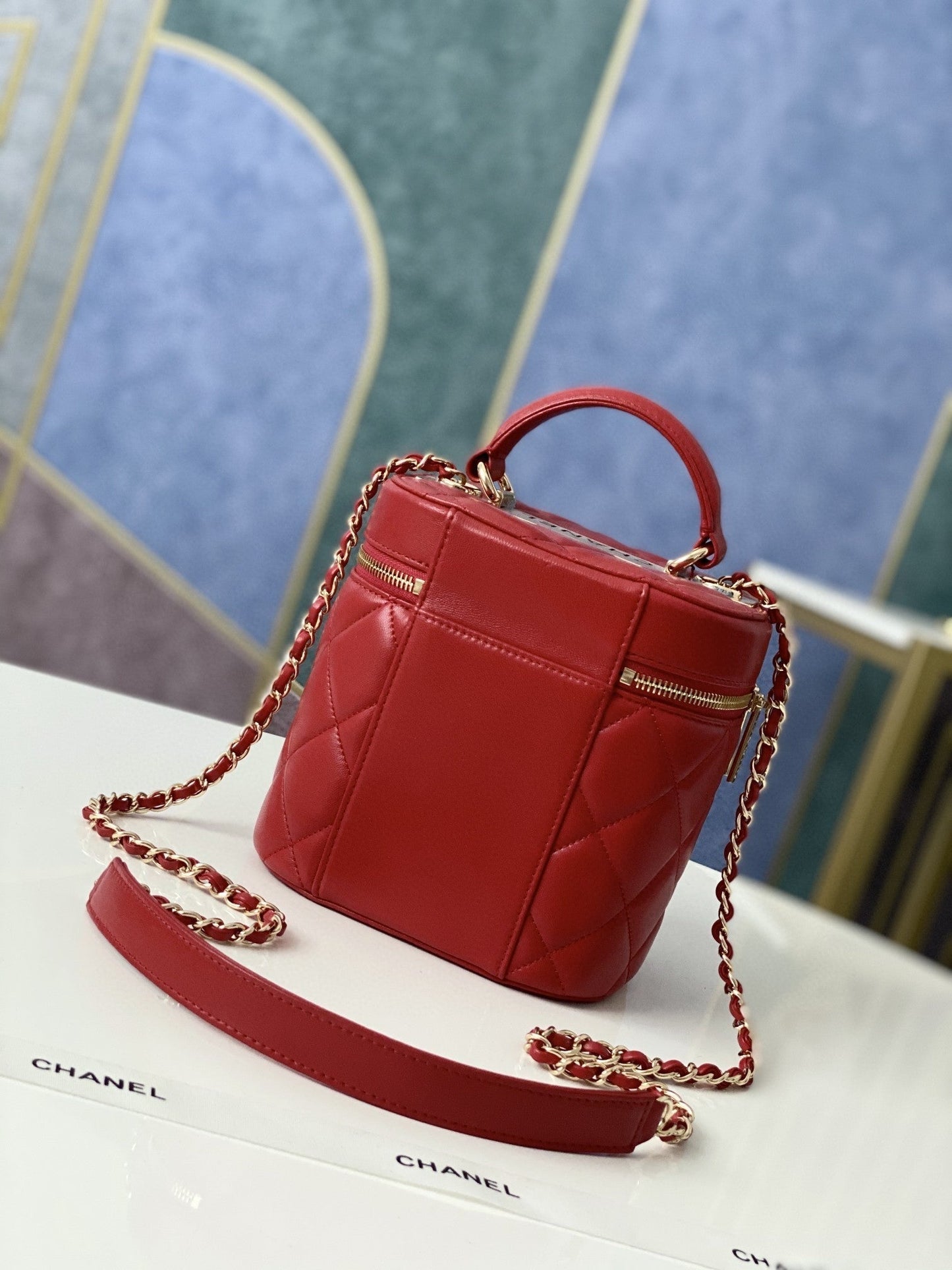 CHLVanity Case Gold Hardware Burgundy For Women Handbags, Shoulder Bags 9.4in/24cm 