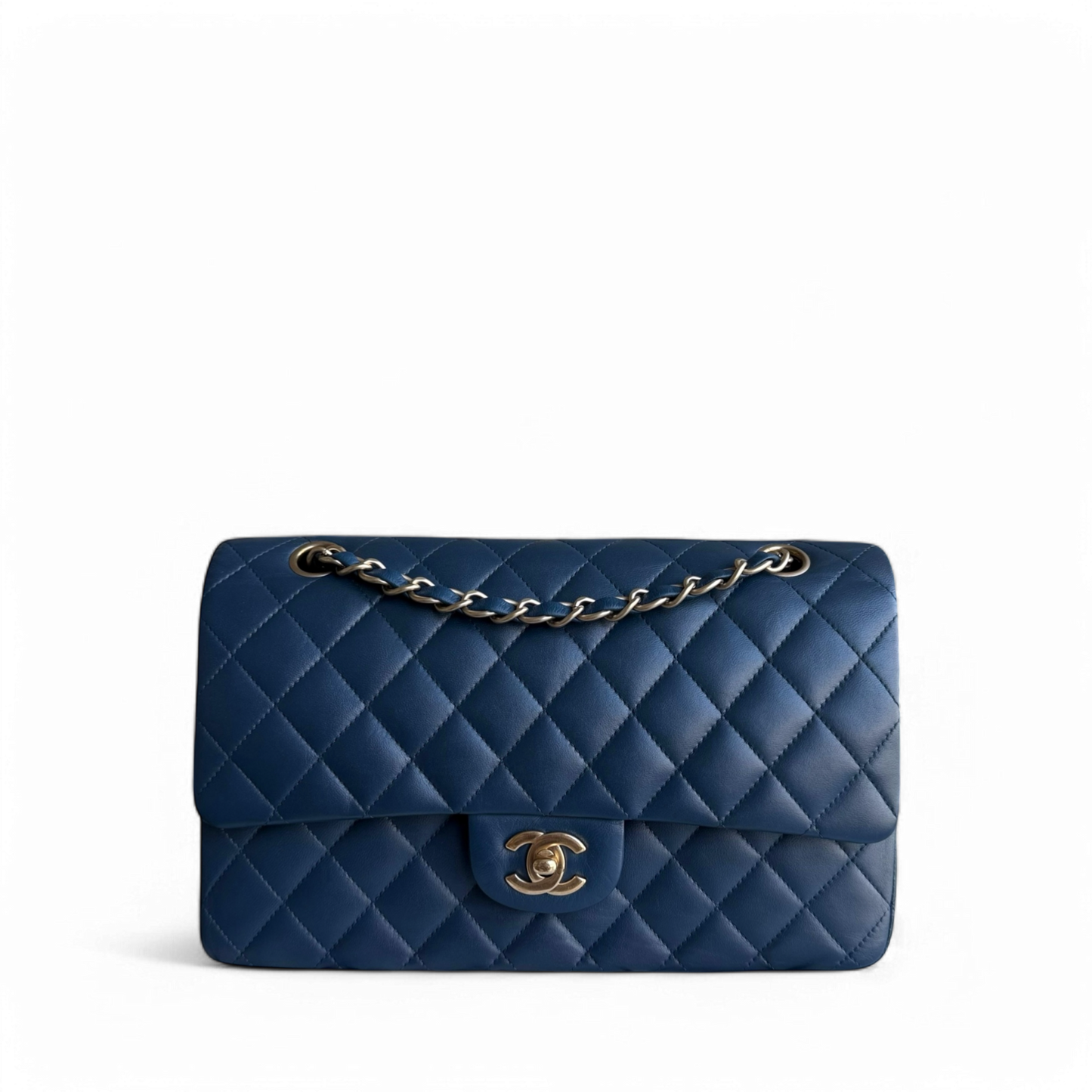 Chanel Classic Flap Medium - 25CM Quilted Lambskin Blue Gold Hardware Series 13