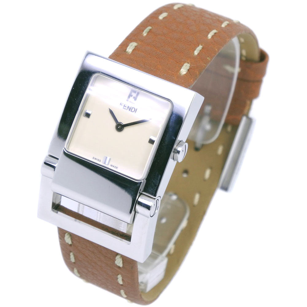 FENDI Watches Quartz 004-5200G-452 Stainless Steel , Leather Brown Olologi beige dial Women