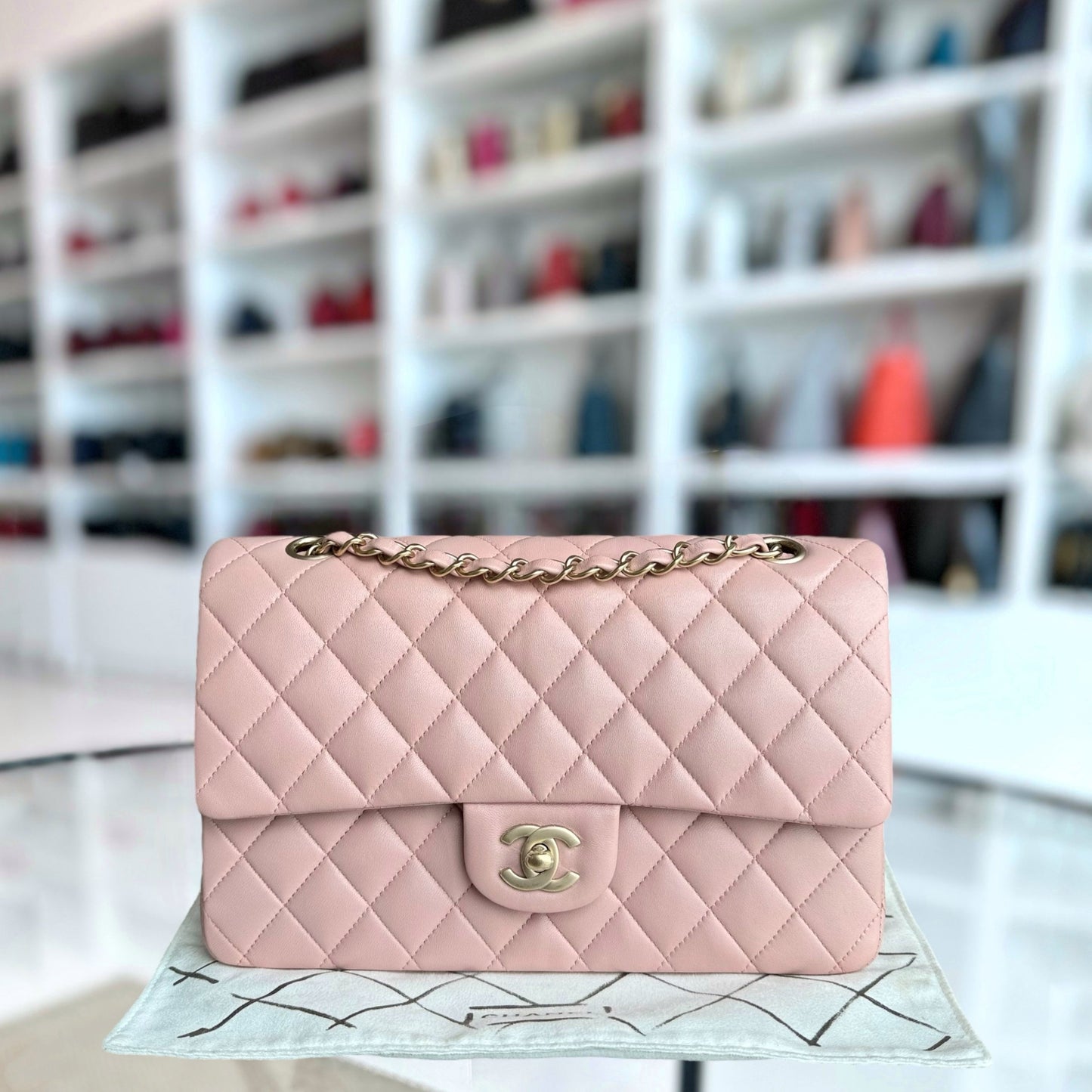 Chanel Classic Flap Medium - 25CM Quilted Lambskin Light Pink Gold Hardware Series 20