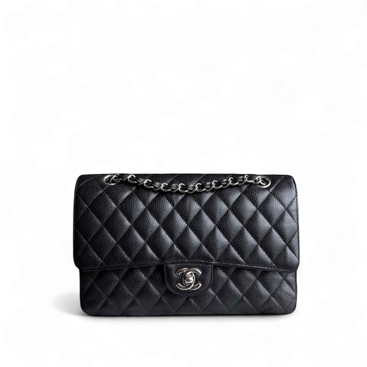 Chanel Classic Flap Medium - 25CM Quilted Caviar Black Silver Hardware Series 24