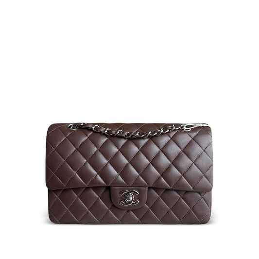 Chanel Classic Flap Medium - 25CM Quilted Lambskin Brown Silver Hardware