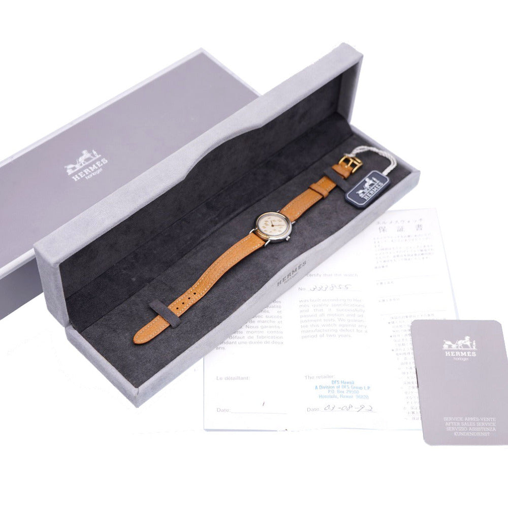 HERMES Watches Quartz Stainless Steel , Leather Ivory Meteor Ivory dial