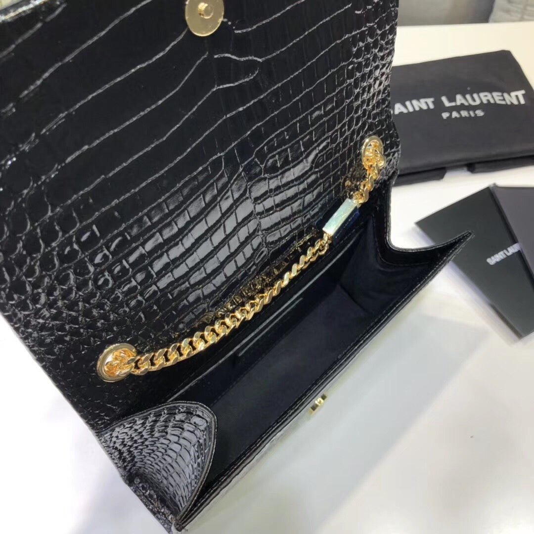 Top Quality Kate Small Chain Bag With Tassel In Embossed Black For Women 7.8in/20cm YSL 474366DND0J1000