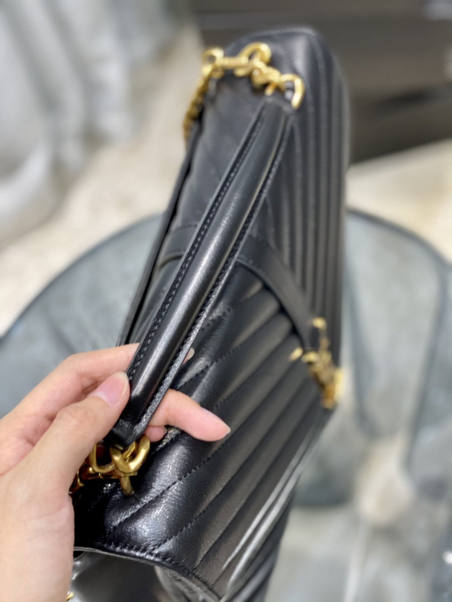 Top Quality College Large Chain Bag Black With Gold Hardware For Women 12.6in/32cm YSL 600278BRM071000