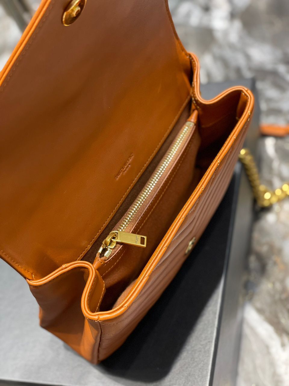 Top Quality College MeTop Qualityum Chain Bag Brown Gold Toned Hardware For Women 9.4in/24cm YSL 600279BRM076309