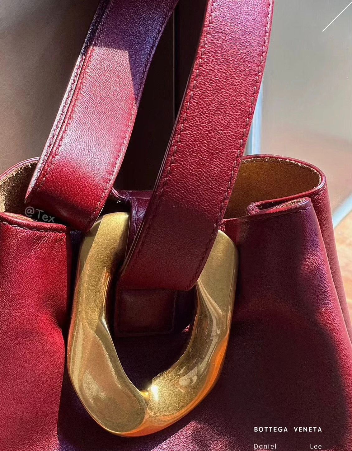 Bottega Veneta Drop Burgundy calfskin leather Gold Hardware Wristlet Clutch