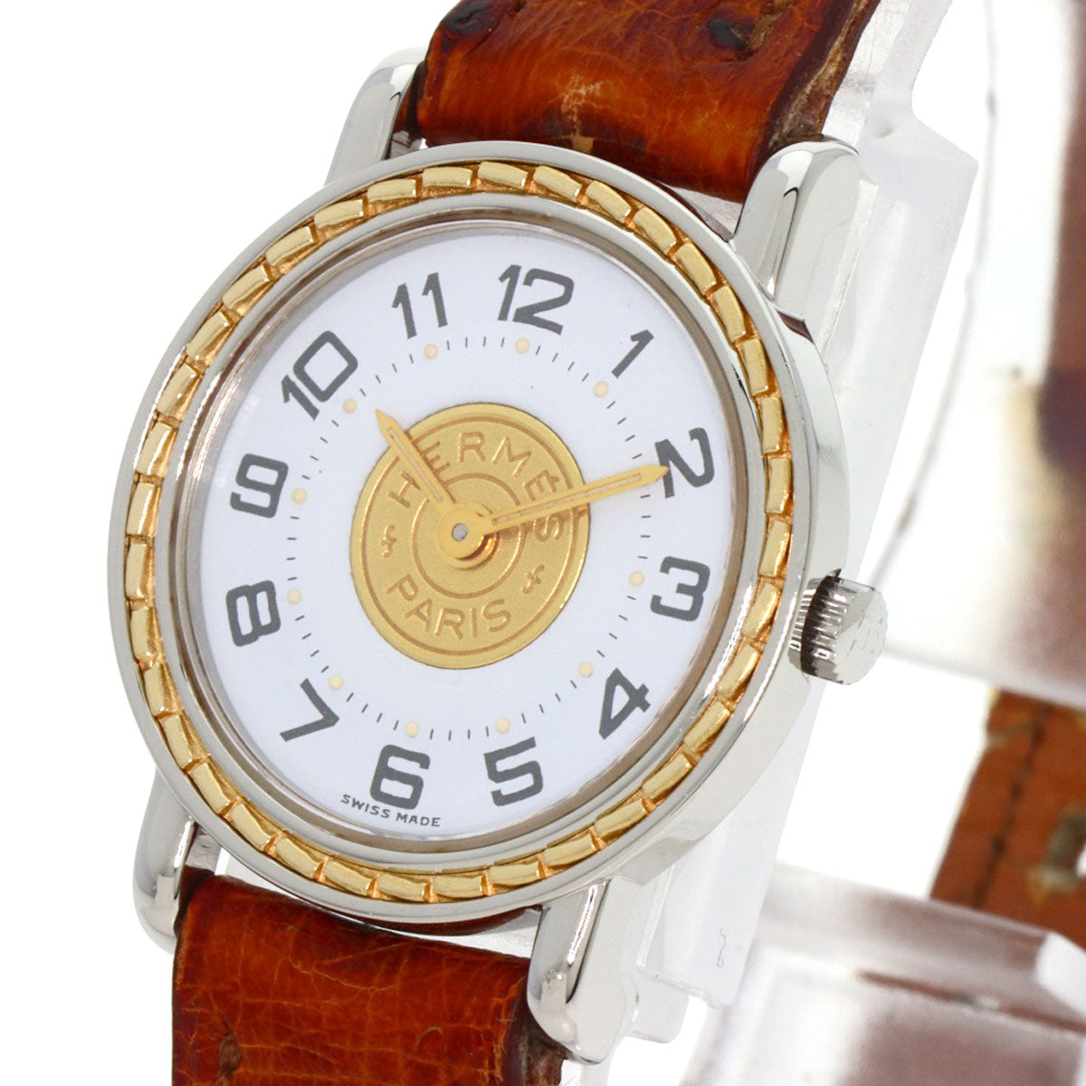 HERMES Watches Quartz Stainless Steel, Leather Silver Serie white dial Women  d