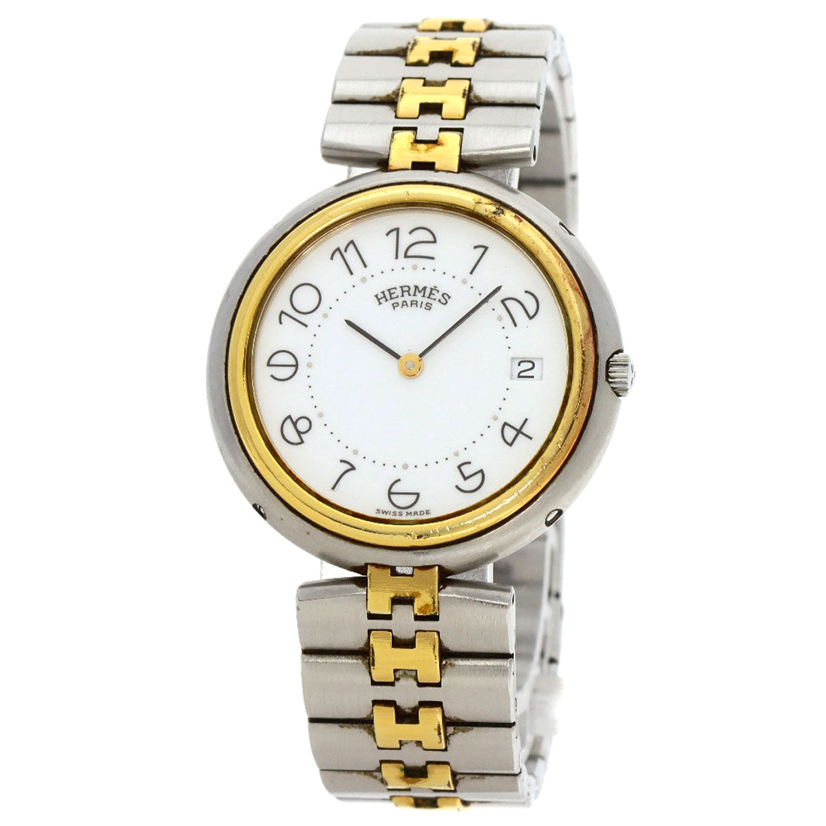 HERMES Watches Quartz Stainless Steel , SSxGP gold profile white dial mens  d