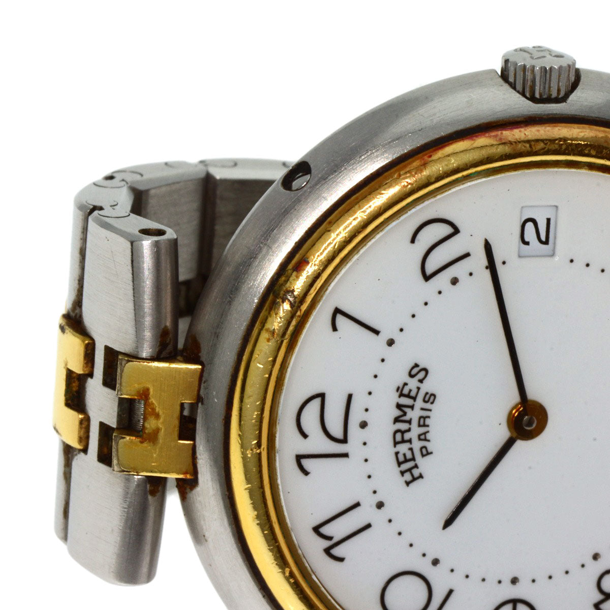 HERMES Watches Quartz Stainless Steel , SSxGP gold profile white dial mens  d