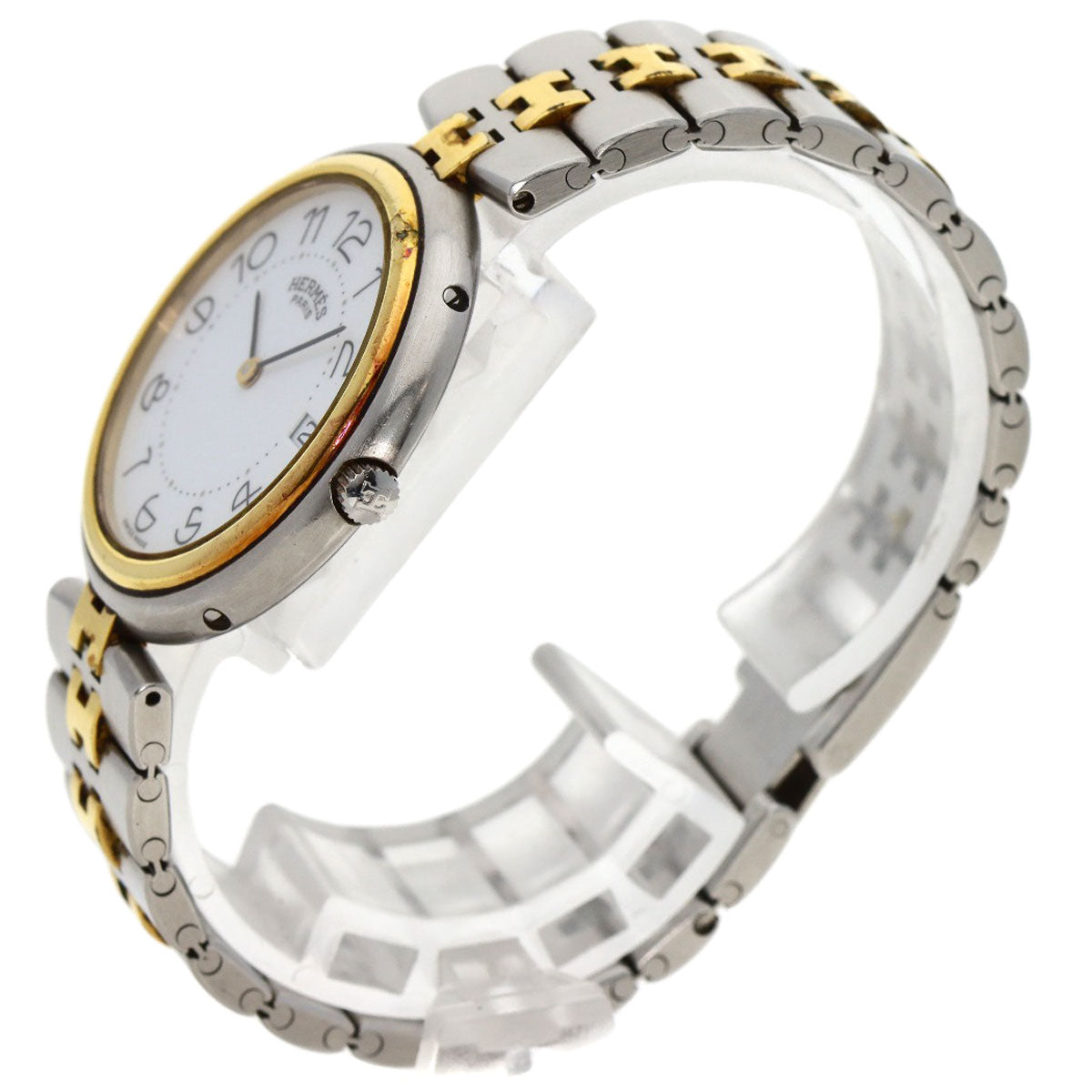 HERMES Watches Quartz Stainless Steel , SSxGP gold profile white dial mens  d