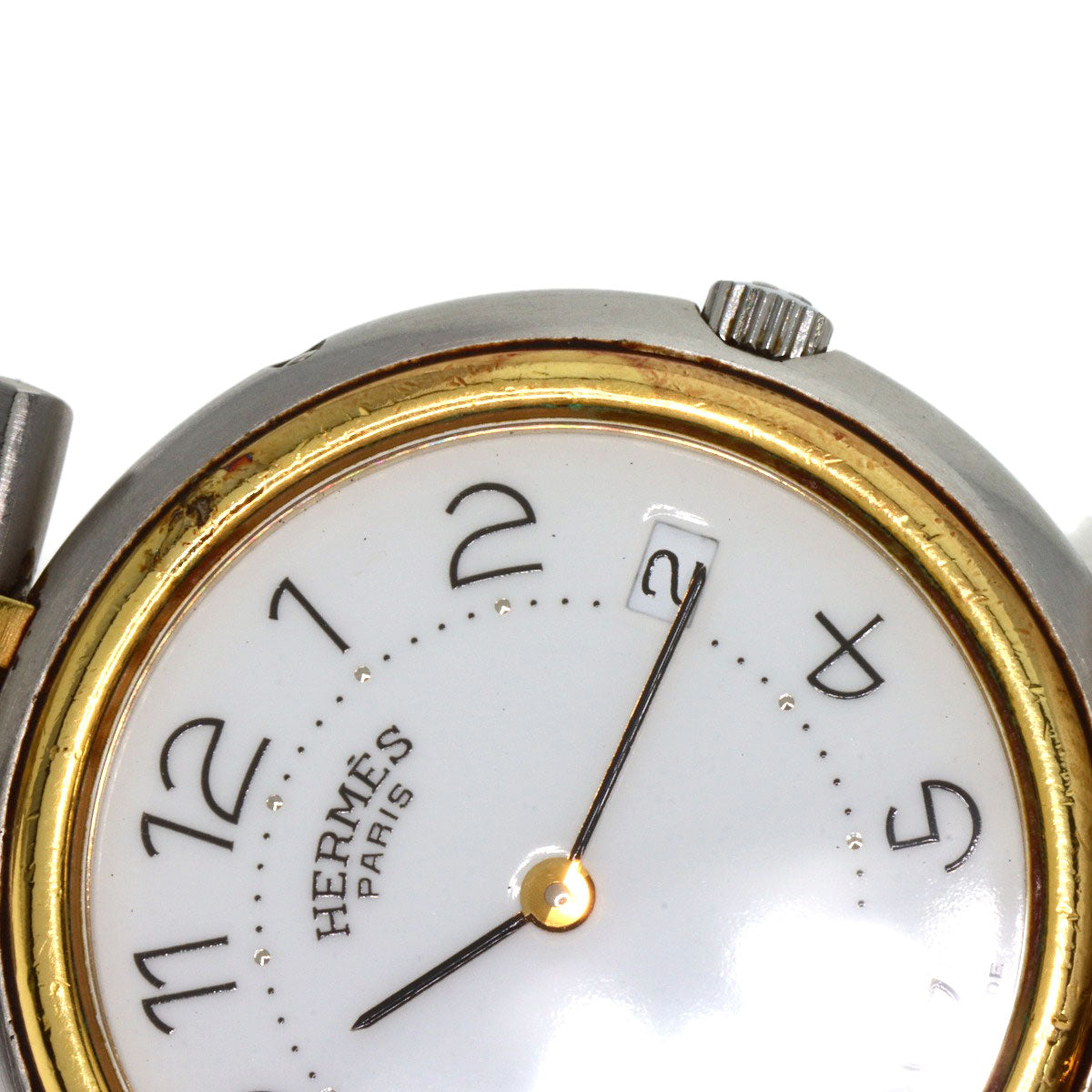 HERMES Watches Quartz Stainless Steel , SSxGP gold profile white dial mens  d