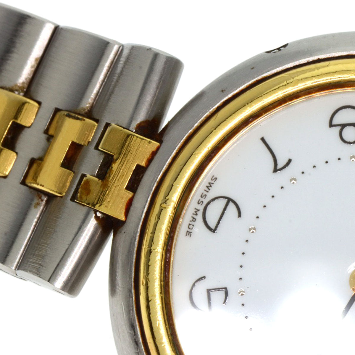 HERMES Watches Quartz Stainless Steel , SSxGP gold profile white dial mens  d