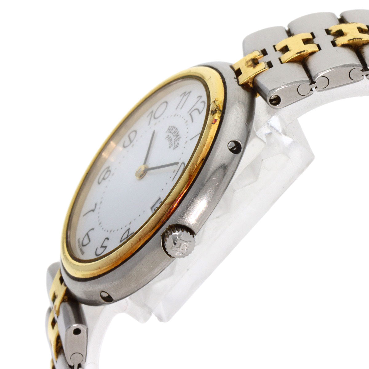 HERMES Watches Quartz Stainless Steel , SSxGP gold profile white dial mens  d